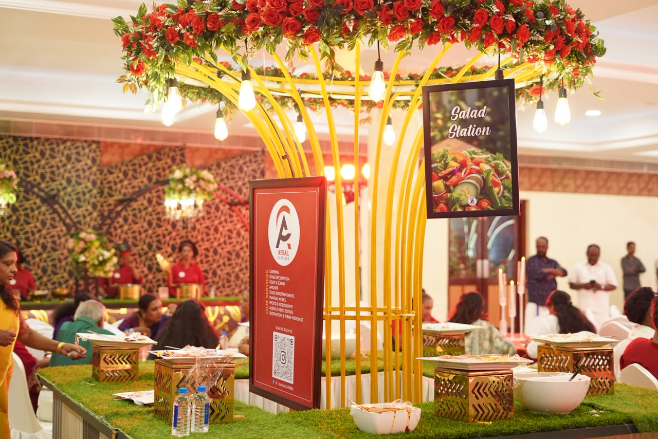 Evening reception stage ambiance