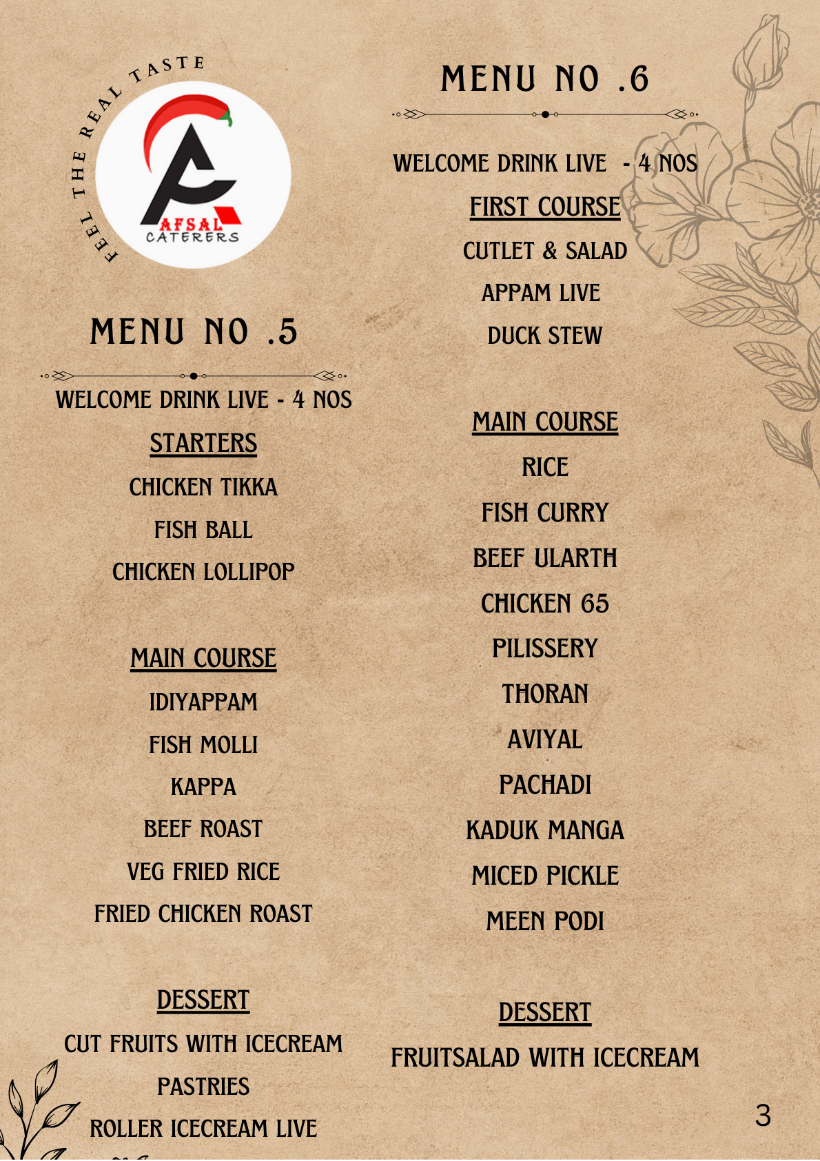 Afsal Caterers Menu Book Page 3