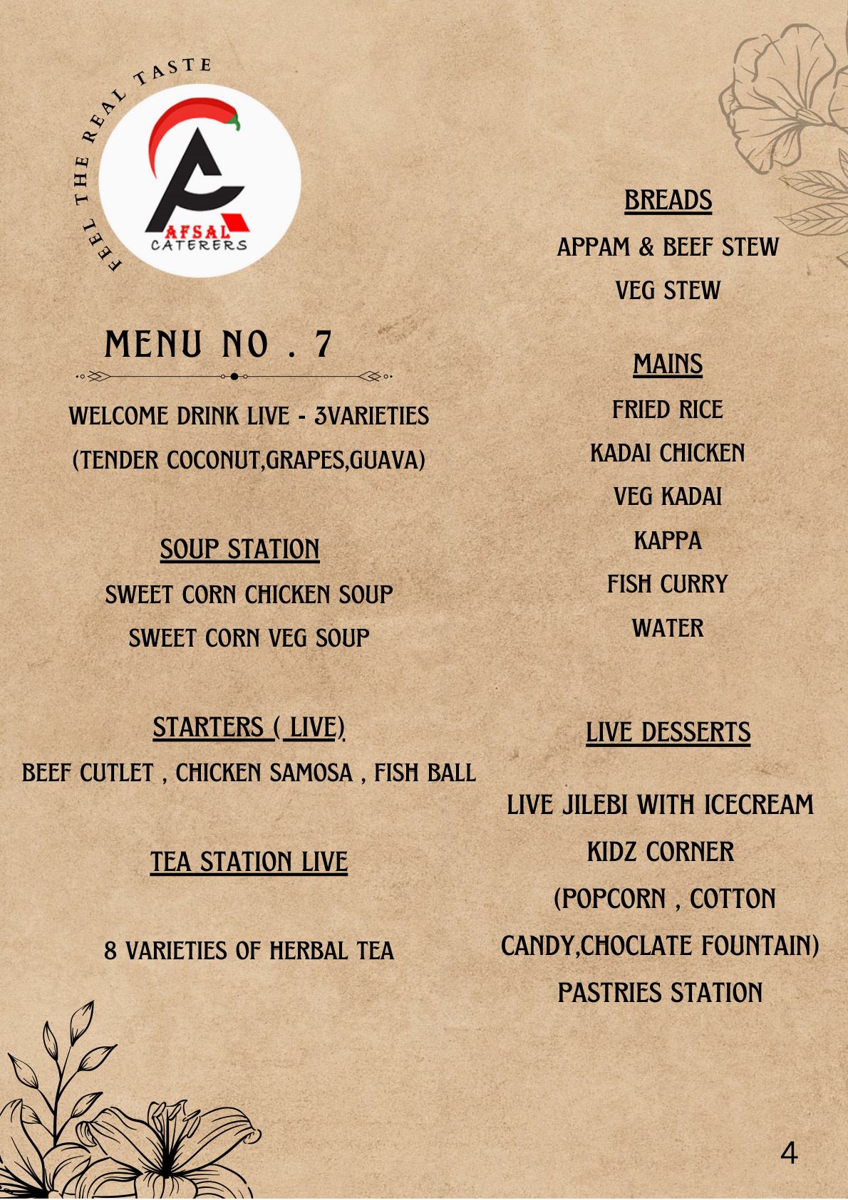 Afsal Caterers Menu Book Page 4