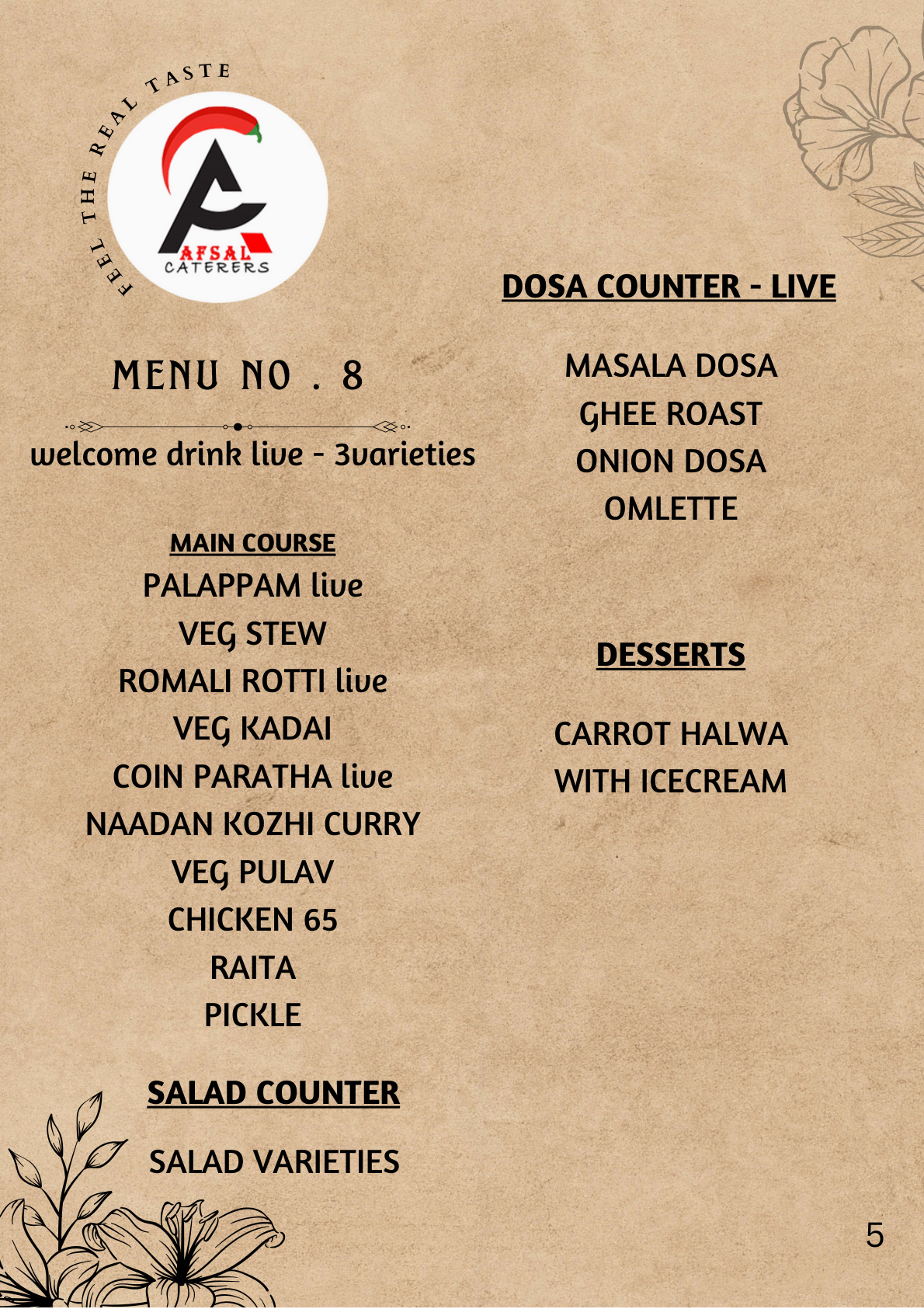 Afsal Caterers Menu Book Page 5