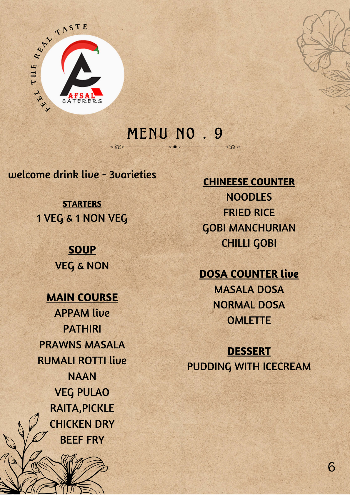 Afsal Caterers Menu Book Page 6