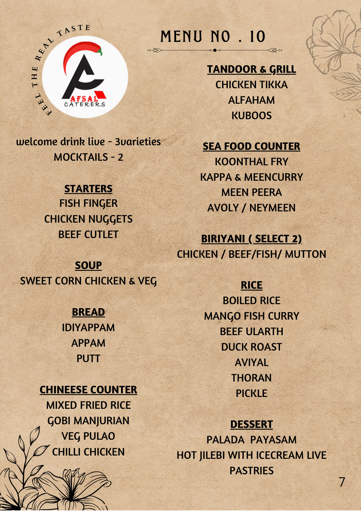 Afsal Caterers Menu Book Page 7